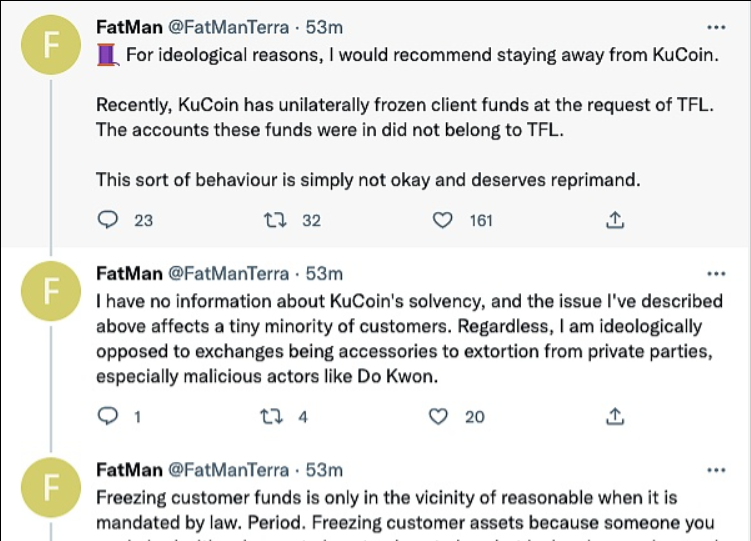 加密货币和金融研究员FatMan在社交媒体上表示