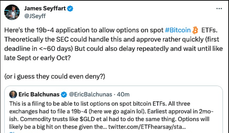 SEC最快或在60天内批准现货比特币ETF的期权产品